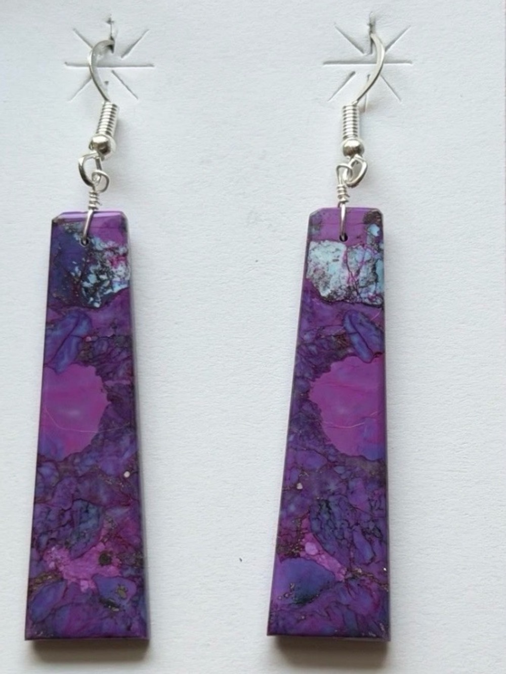 Southwestern Sterling Silver Multi Stone Purple Slab Earrings
